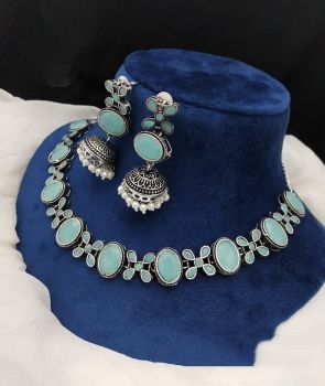 Sky Blue German Silver Oxidised Jewellery