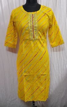 Yellow Pure Handloom Cotton Kurti From Bengal