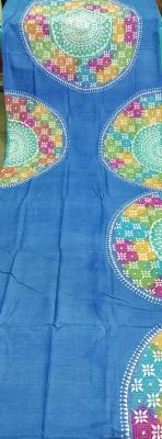 Royal Blue Pure Handloom Kantha Silk Saree From Bengal