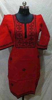 Red Black Pure Handlloom Kurti From Bengal