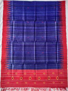 Red & Blue Foda Tussar ghicha silk dupatta