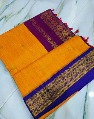 Orange Pure Handloom Gadwal Saree From Bengal