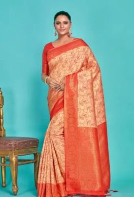 Coffee Pure Handloom Banarasi Silk Cotton Saree From Banaras