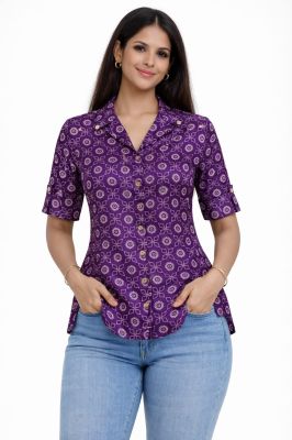 Premium Women’s Hand Block Printed Silk Tops from Bengal with Traditional Motifs and Luxurious Feel