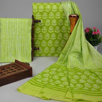 Green Pure Handloom Suit With Cotton Dupatta