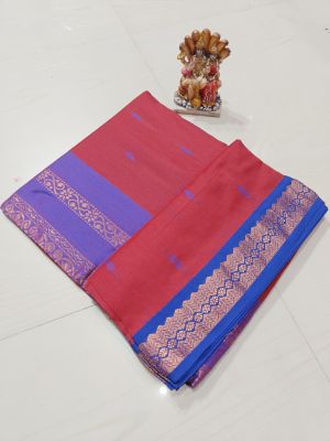 Brick Red Pure Handloom Gadwal Saree From Bengal