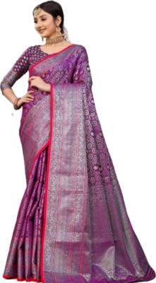 Purple Pure Handloom Banarasi Silk Saree From Banaras