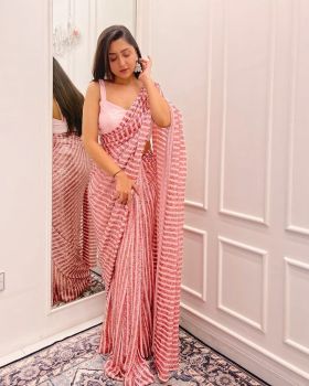 Pink Sequence Work Georgette Saree