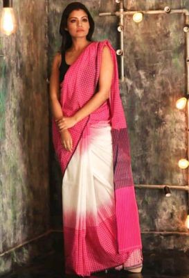 Multi Colour Pure Handloom Cotton Saree From Bengal