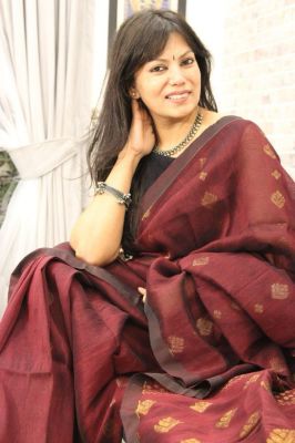Wine Berry Pure Handloom Linen By Linen Saree From Bengal