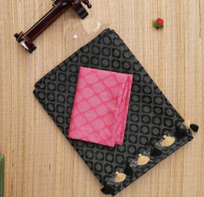 Black Pure Handloom jacquard Silk Saree From Banaras