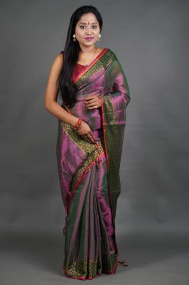 Multi Colour Pure Handloom Tissue Silk Saree From Bengal