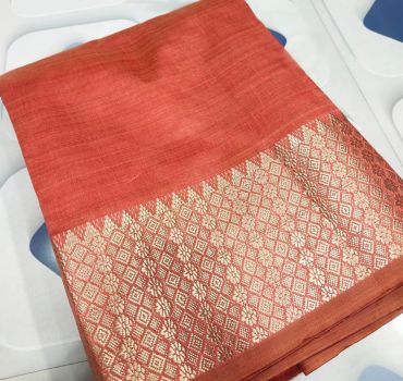 Pale Red Soft Manipuri Silk Saree From Bangalore