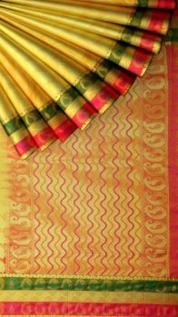 Kanchipuram silk saree with zari border and designer pallu for party and/or gifts