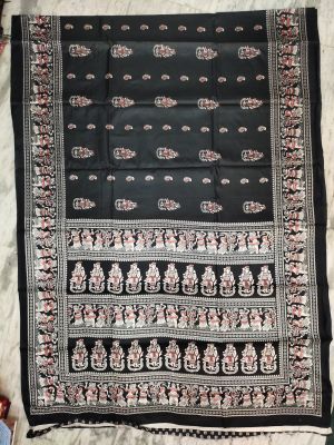 Black Pure Handloom Maheshwari Silk Cotton Saree From Bengal