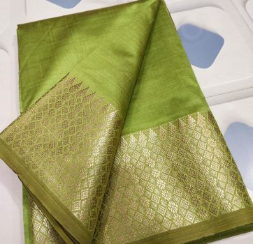 Light Olive Green Soft Manipuri Silk Saree From Bangalore