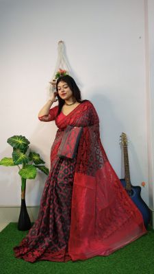 Brown Pure Handloom Cotton Saree From Bengal