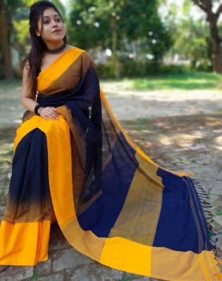 Multi Colour Pure Handloom Cotton Saree From Bengal