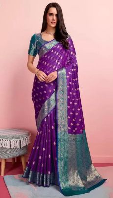 Purple Pure Handloom Silk Saree From Banaras