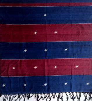 Blue and red cotton stole