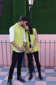 Light Green Pure Hand Block Printed Cotton Jacket Couple Set