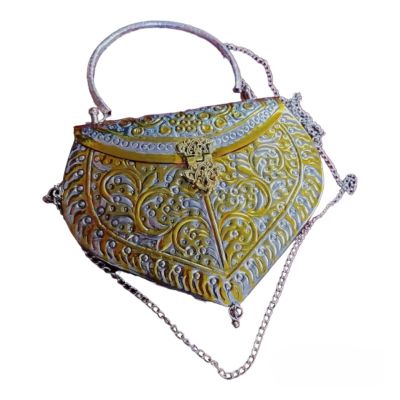 Brass Metal Long Chain Silver Hand Bag