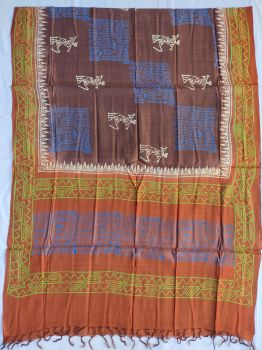 Maroon & Coffee cotton silk dupatta