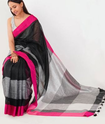 Multi Colour Pure Handloom Tissue Linen Saree From Bihar