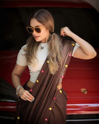 Brown Pure Handloom Cotton Saree From Bengal