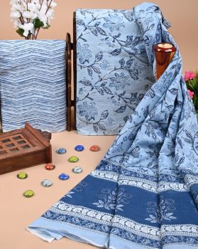 Blue Bell Handloom Suit With Cotton Dupatta