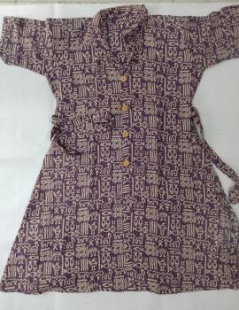 Smokey Gray Pure Handloom Cotton Bagru Kurti From Bengal
