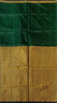 Bottle Green Uppada Tissue Silk Saree With Golden Border