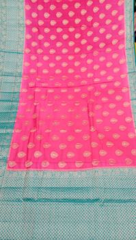 Warm Pink Banarasi Semi Silk Saree From Banaras