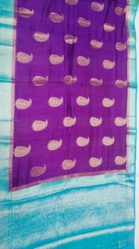 Purple Sky Blue Mango Banarasi Silk Saree From Banarasi