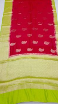 Red Parrot Green Mango Banarasi Silk Saree From Banarasi