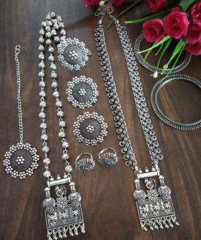Long Pendent German Silver Oxidised Jewellery