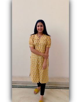yellow puff sleeves kurti