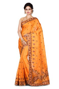 Orange Buti Pure Tassar Silk Saree