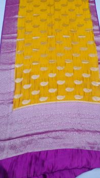 Yellow Purple Mango Banarasi Silk Saree From Banarasi