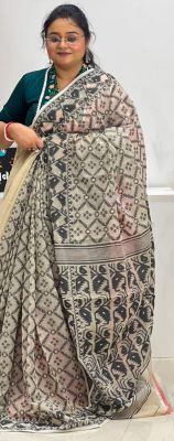 Cream Pure Handloom Cotton Saree From Bengal