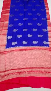 Blue Red Mango Banarasi Silk Saree From Banarasi