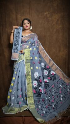 Pure Handloom Dhakai Jamdani Saree From Bengal