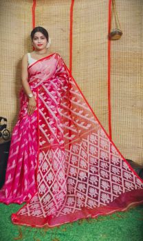 Rani Flower Design Pure Handloom Resham Cotton Saree