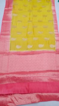 Yellow Pink Mango Banarasi Silk Saree From Banarasi
