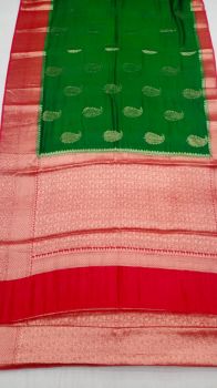 Green Red Mango Banarasi Silk Saree From Banarasi