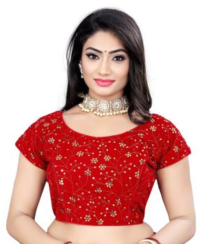 Red Velvet 9000 Sequins With Embroidery Work Blouse