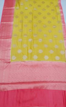 Gold Yellow Banarasi Semi Silk Saree From Banaras