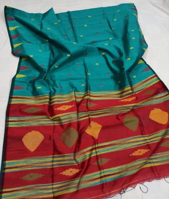 Multi Colour Pure Handloom Silk Cotton Saree From Bengal