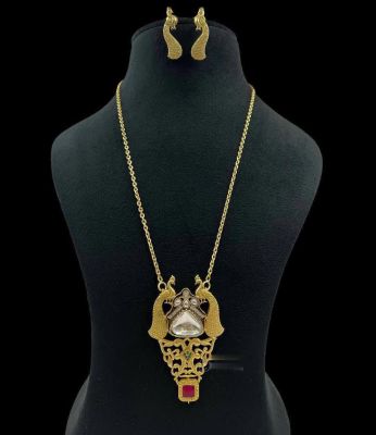 Handmade Jadau And Moissanite Polki Set With Earings