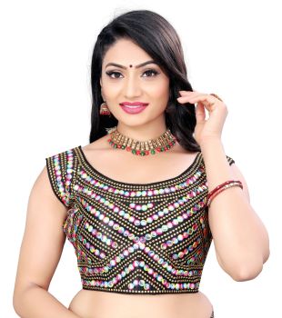 Black Full Embroidery Mirror Work Work Blouse
